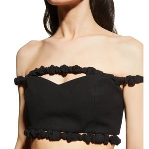NWT $275 Ganni Cotton Suiting Strappy Crop Top in size 12!